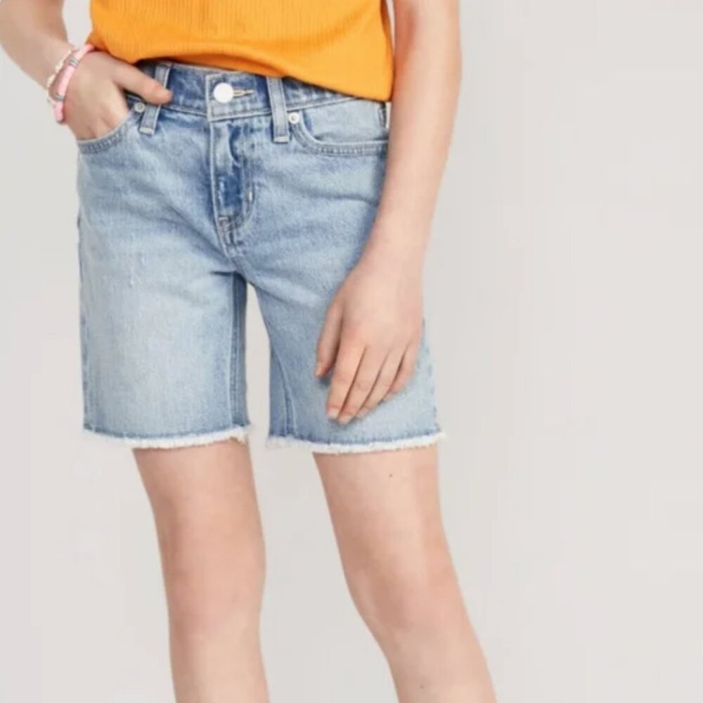 🌸‎ OLD NAVY High-Waisted Cut-Off Jean Bermuda Shorts Girls | Medium Wash 🌸